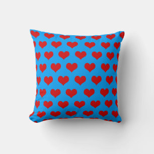 Red Blue Cute Cosy Modern Romantic Chic Heart  Cushion