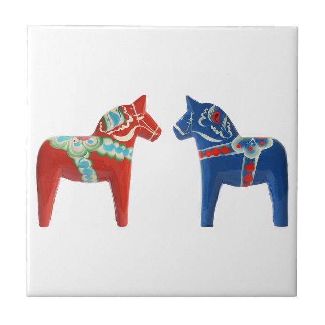 Red & Blue Dala Horse Tile (Front)