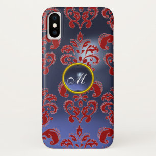 RED BLUE DAMASK SAPPHIRE GEMSTONE MONOGRAM Case-Mate iPhone CASE