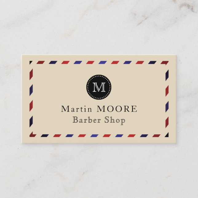 Red blue diagonal stripe frame business card (Front)