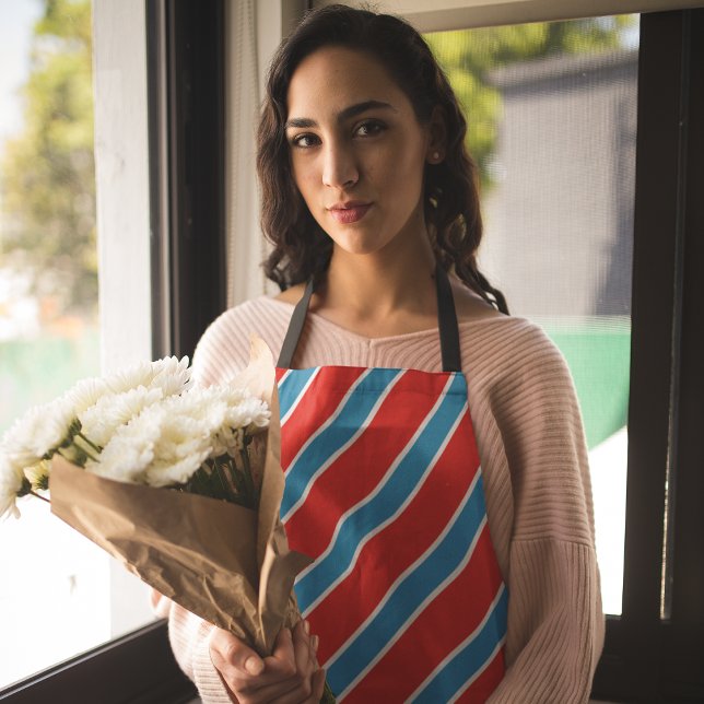 Red Blue Diagonal Stripes Apron (Creator Uploaded)