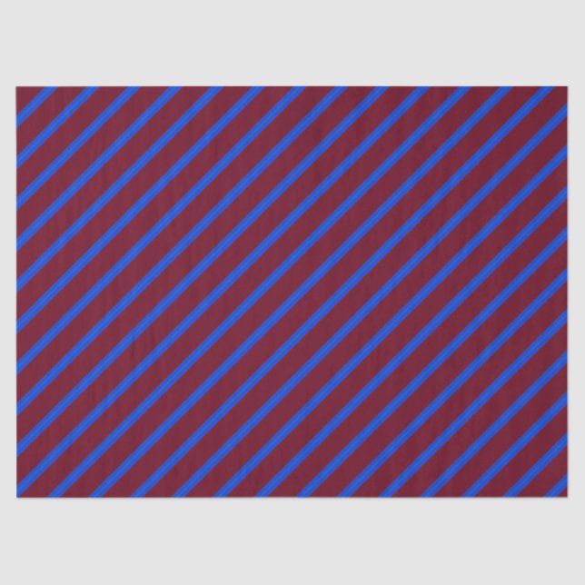 Red Blue Diagonal Stripes Tissue Paper (Front)