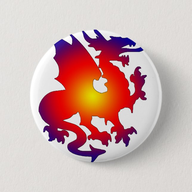 red blue dragon 6 cm round badge (Front)