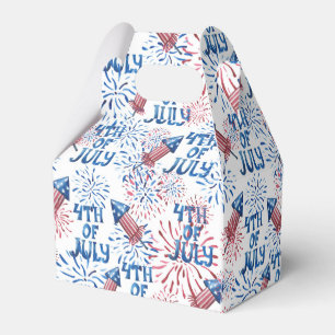 Red Blue Fireworks Firecracker 4th of July Favour Box