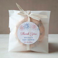 Red Blue Fireworks July 4th Baby Shower Favour