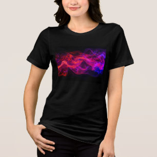 Red + Blue Flames on a Black Short Sleeve T-Shirt Tri-Blend Shirt