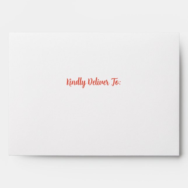 Red & Blue Floral Block Print, Custom Printed Envelope (Front)