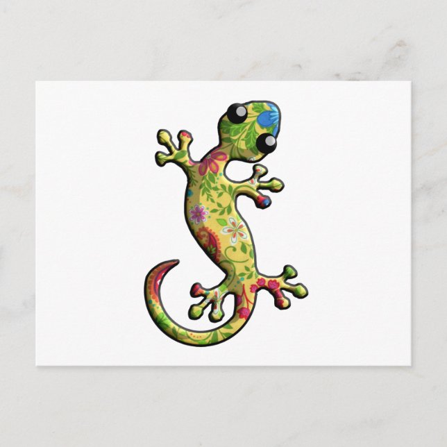 Red Blue Floral Postcard (Front)