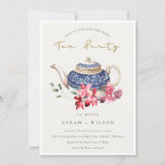 Red Blue Floral Teapot Christmas Tea Party Invite<br><div class="desc">For any further customisation or any other matching items,  please feel free to contact me at yellowfebstudio@gmail.com</div>