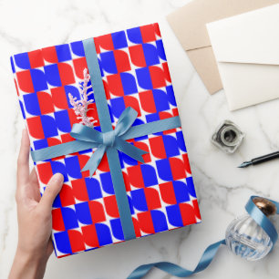 Red & Blue Geometric Pattern  Wrapping Paper