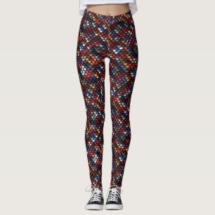 Red, Blue, Golden & Silver Sequins Leggings