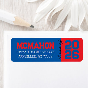 Red & Blue Graduation Return Address Labels