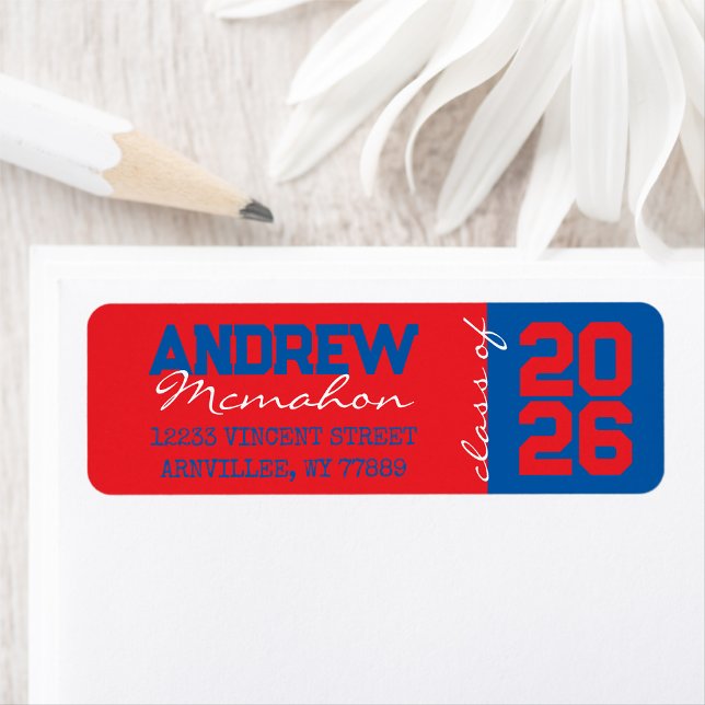 Red & Blue Graduation Return Address Labels (Creator Uploaded)