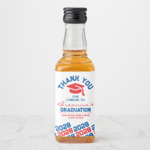 Red & Blue Graduation Thank You Mini Liquor Bottle Label