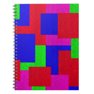 Red Blue Green Abstract Mosaic Block Colours, Spiral Notebook