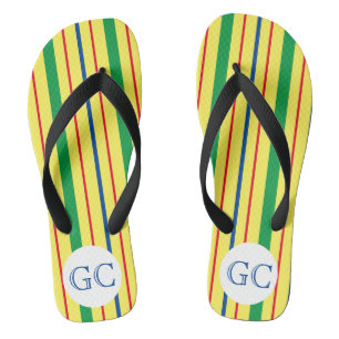 Red, Blue, Green And Yellow, Summer Stripes Jandals