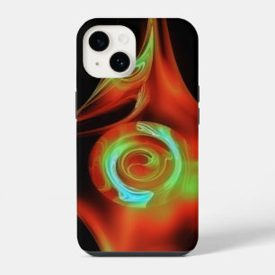 RED BLUE GREEN FRACTAL ROSE iPhone 14 CASE