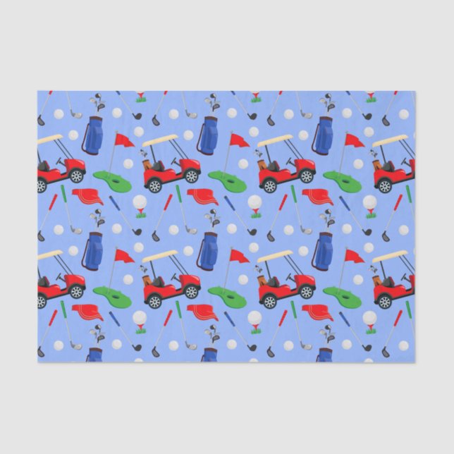 Red Blue & Green Golf Tissue Paper (Front)