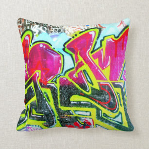 red/blue/green grafitti mural cushion
