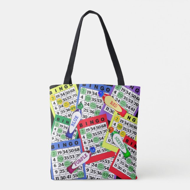 Red, Blue, Green, Purple, Yellow BINGO Cards Bag (Back)