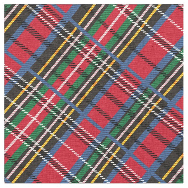 Red, Blue, green tartan Fabric (Close Up)