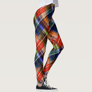 Red Blue Green Yellow Plaid Tartan Design Leggings