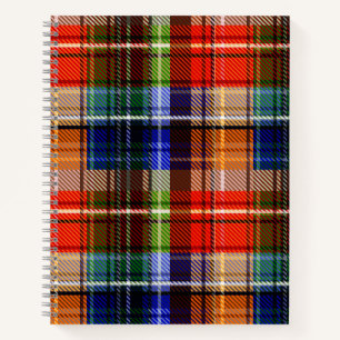 Red Blue Green Yellow Plaid Tartan Design Notebook