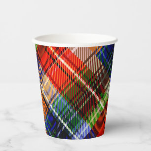 Red Blue Green Yellow Plaid Tartan Design Paper Cups