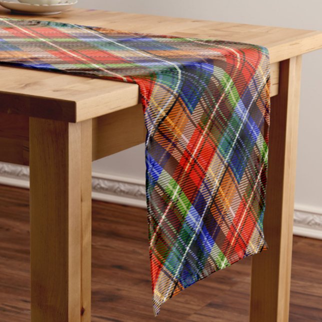Red Blue Green Yellow Plaid Tartan Design  Short Table Runner (Creator Uploaded)