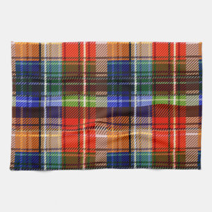 Red Blue Green Yellow Plaid Tartan Design Tea Towel