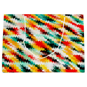 Red Blue Green Yellow White Abstract Pattern Large Gift Bag