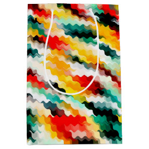 Red Blue Green Yellow White Abstract Pattern Medium Gift Bag