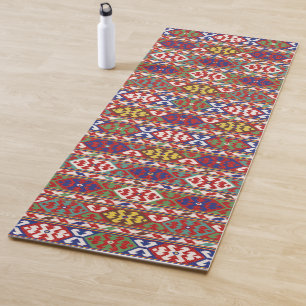Red Blue Green Yellow White Oriental Kilim Rug Yoga Mat