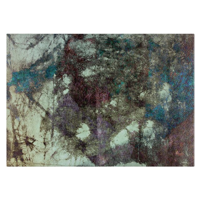 Red blue grey abstract grunge graphic design art cutting board (Front)