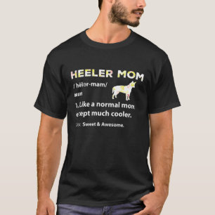 Red Blue Heeler Mom Floral Print Australian Cattle T-Shirt