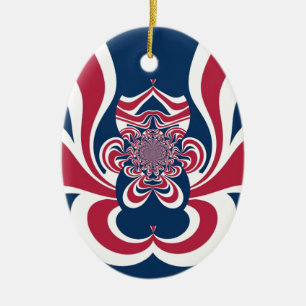 Red Blue Kaleidoscope Art Print Ceramic Tree Decoration