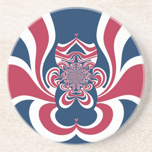 Red Blue Kaleidoscope Art Print Coaster (Front)