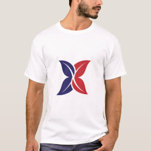Red Blue Leaf X Modern Minimalist T-Shirt