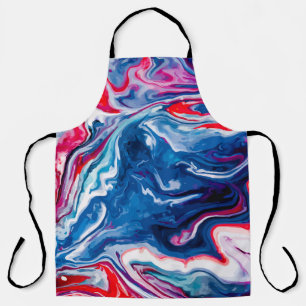 Red blue marble texture apron