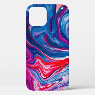 Red blue marble texture iPhone 12 case