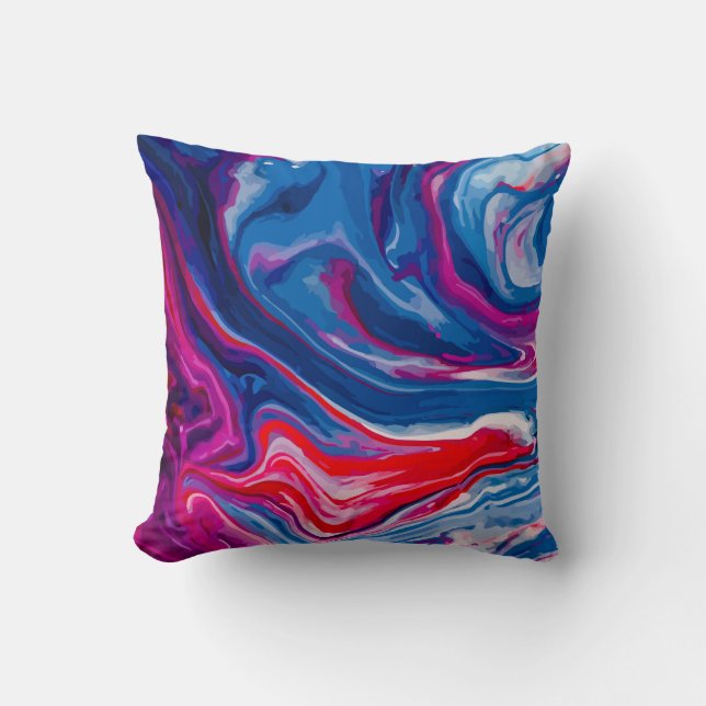 Red blue marble texture cushion (Front)