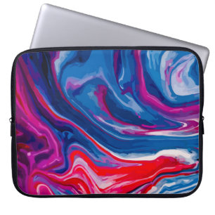 Red blue marble texture laptop sleeve