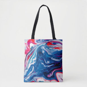Red blue marble texture tote bag