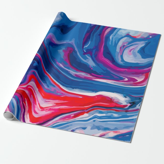 Red blue marble texture wrapping paper (Unrolled)