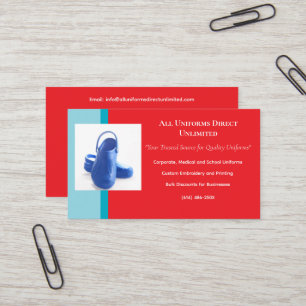 Red Blue Medical Clogs Uniform Business Card