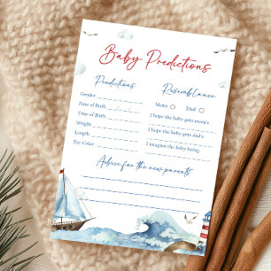 Red Blue Nautical Baby Predictions Game