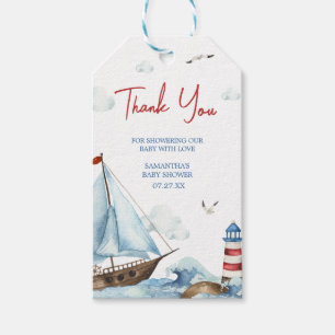 Red Blue Nautical Baby Shower Favour Tags