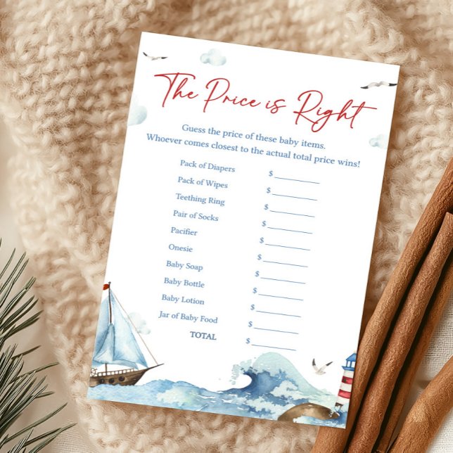 Red Blue Nautical The Price Is Right Game (Ahoy It’s A Boy Baby Shower The Price Is Right Game)