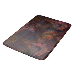 red, blue, orange and Purple Marble abstract Bath Mat