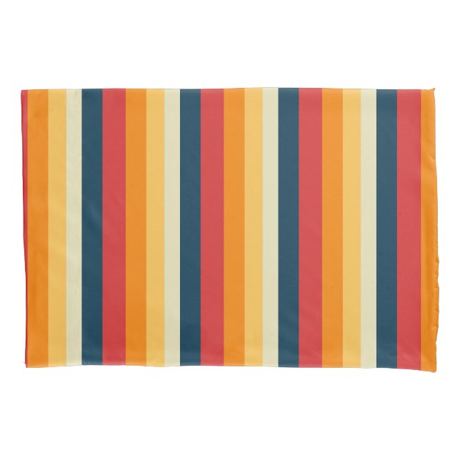 red, blue, orange and yellow stripes pillowcase (Front)